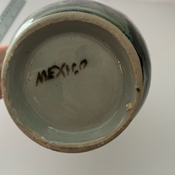 Ceramic Mexico Vase Pitcher Features Flower Butterfly Deer - Picture 6 of 6